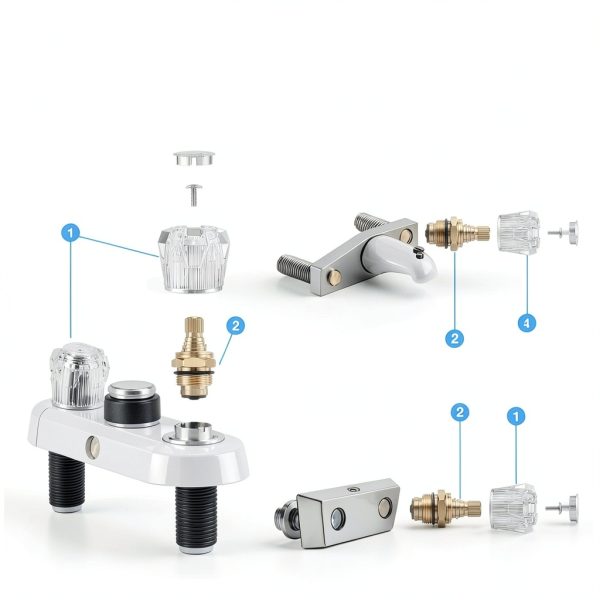 Avenuebool Faucet Stem Brass Shower Knob Replacement Kit-4