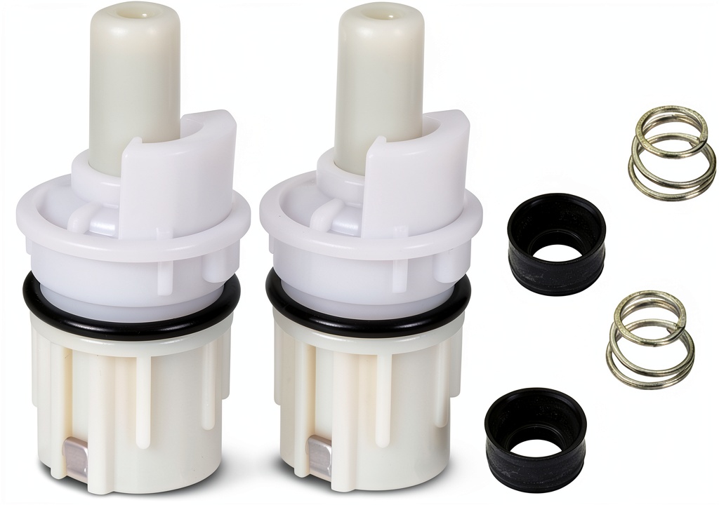 Installing Jadiver GM Faucet Stem Cartridge Replacement Repair Kit on a wooden workbench