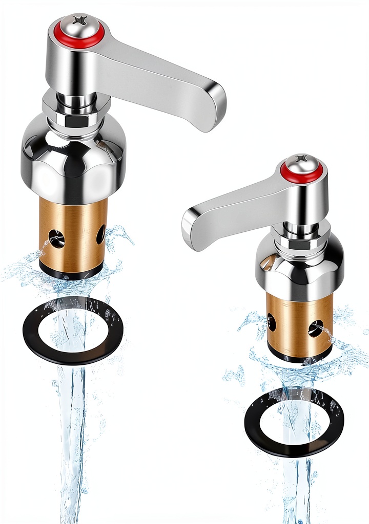 Installing JUUJCH Faucet Stem Brass Quarter Turn Valve Replacement on a wooden desk