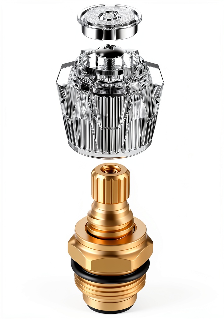 Avenuebool faucet stem and shower knob kit displayed on a bathroom counter