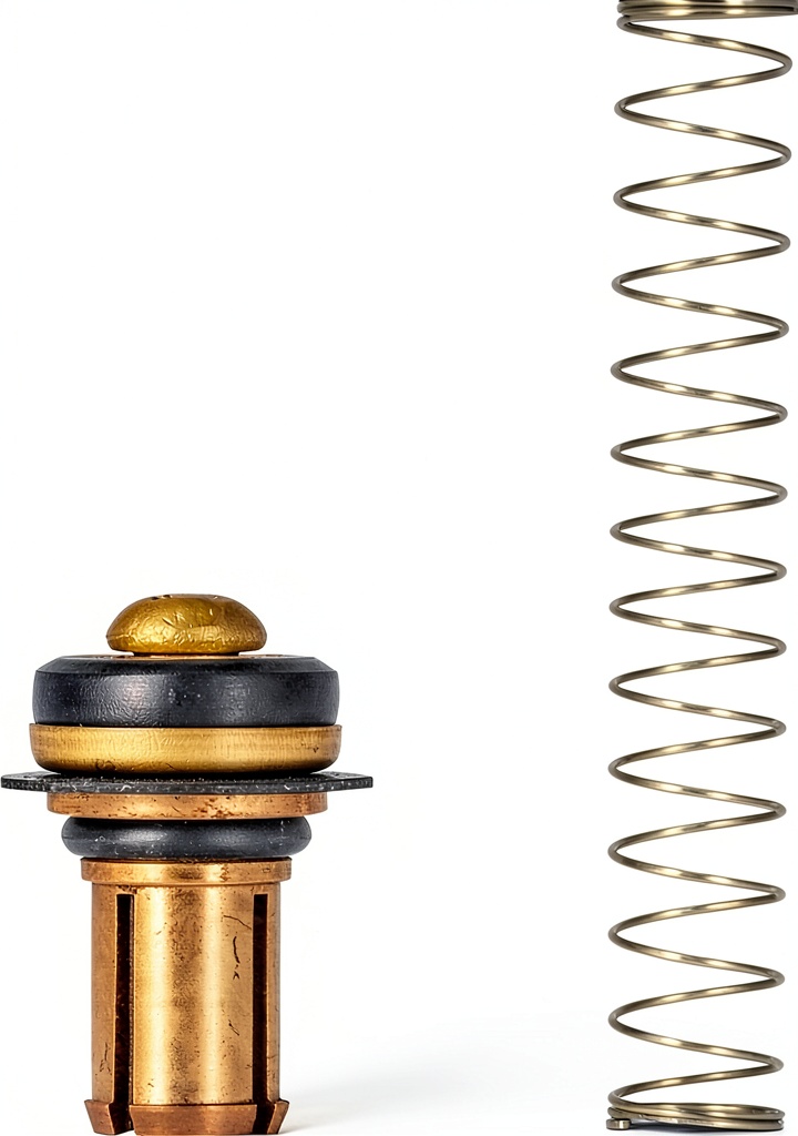 EZ-FLO Brass Faucet Stem Assembly components displayed on workbench with plumbing tools