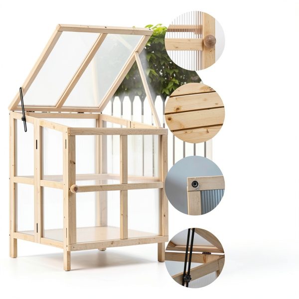 Wooden Cold Frame Greenhouse GardenPro Foldable-2