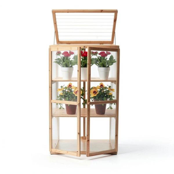 Panda Eye 2-Door Cedar Wood Greenhouse-5