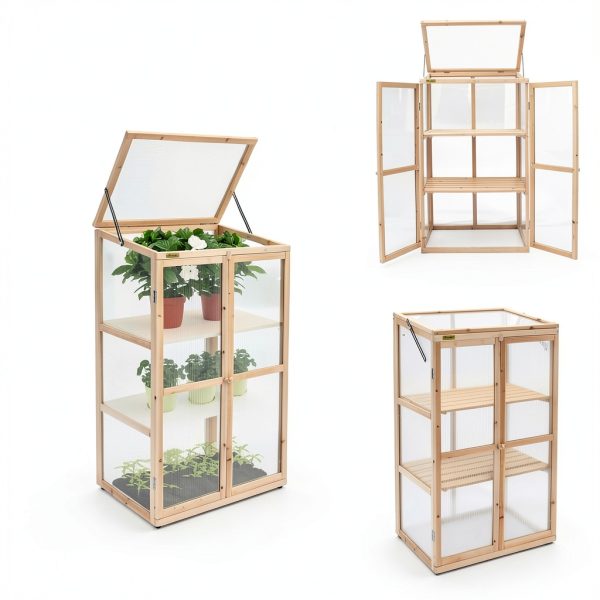 Panda Eye 2-Door Cedar Wood Greenhouse-3