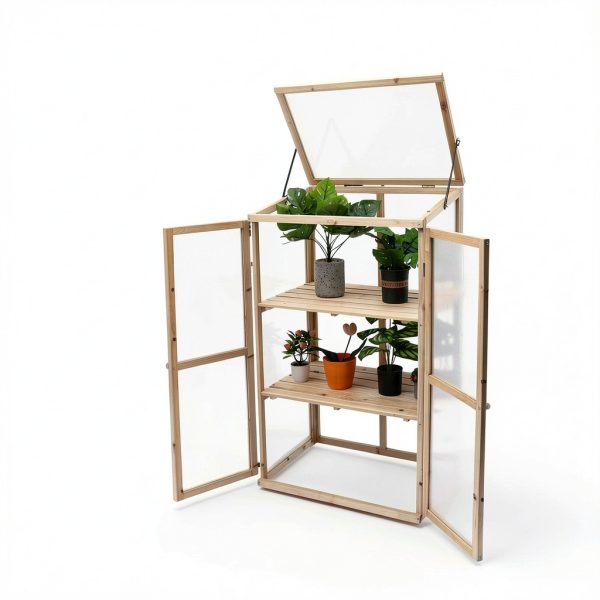 Panda Eye 2-Door Cedar Wood Greenhouse-4