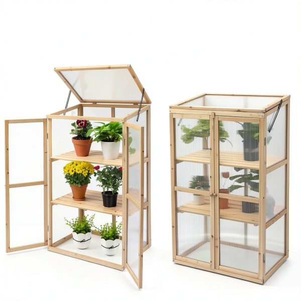 Panda Eye 2-Door Cedar Wood Greenhouse-2