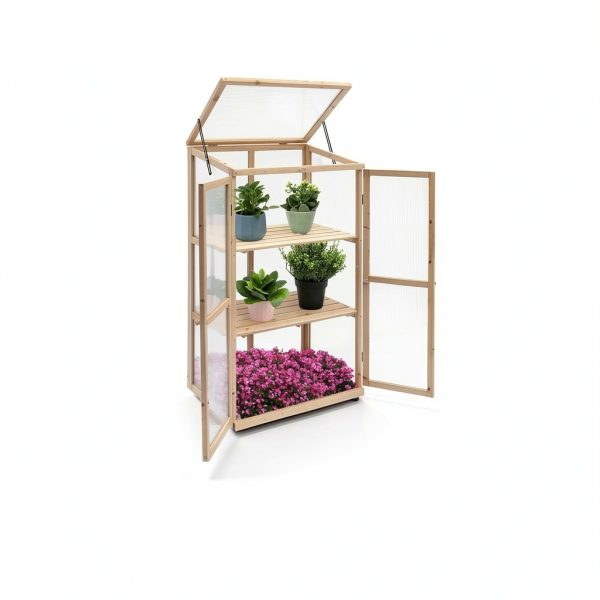 Panda Eye 2-Door Cedar Wood Greenhouse-1