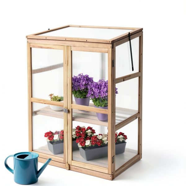 Giantex Greenhouse Cold Frame GT2979 Double Shelves Foldable Top-2