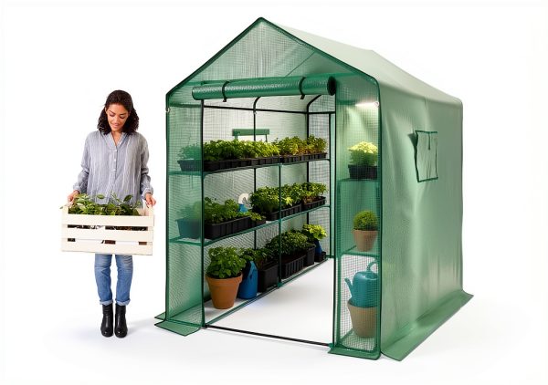 Greenhouse 3 Tier Walk In Metal Frame with Mesh Windows by WILL GLOBAL-2
