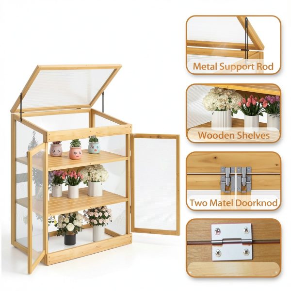 Greenhouse JOYBASE 25-8-5225 Wood Polycarbonate with Adjustable-5