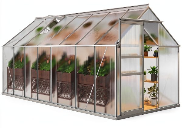 Polycarbonate Greenhouse DWVO 6x16FT Double Wall UV Protected Frame-0