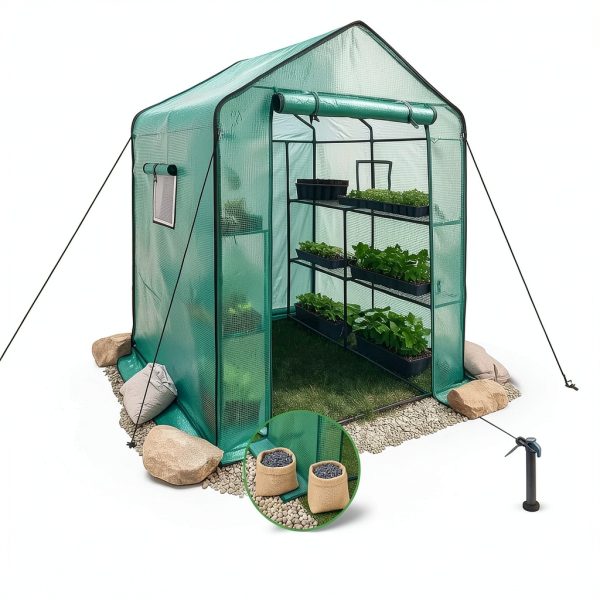 Greenhouse 3 Tier Walk In Metal Frame with Mesh Windows by WILL GLOBAL-4
