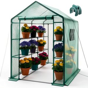 Greenhouse 3 Tier Walk In Metal Frame with Mesh Windows by WILL GLOBAL-0