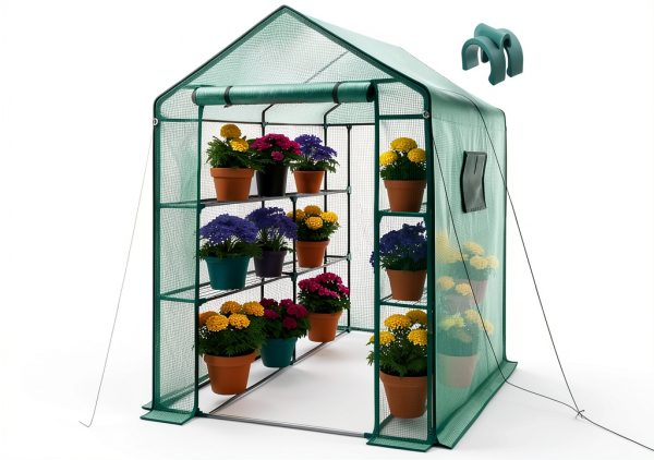 Greenhouse 3 Tier Walk In Metal Frame with Mesh Windows by WILL GLOBAL-0