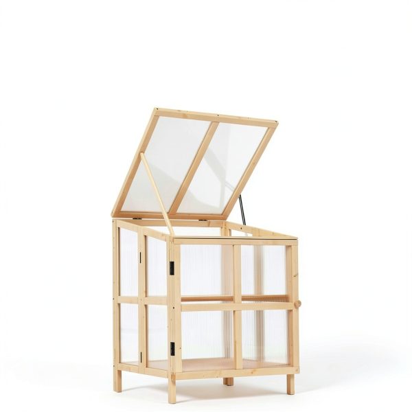Foldable Wooden Cold Frame Greenhouse, 2-Tier Mini Greenhouse with Shelves, Planter Box for Herbs, Succulents & Seed Starting, Extend Your Growing Season for Patio & Garden-5