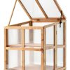 Foldable Wooden Cold Frame Greenhouse, 2-Tier Mini Greenhouse with Shelves, Planter Box for Herbs, Succulents & Seed Starting, Extend Your Growing Season for Patio & Garden-6