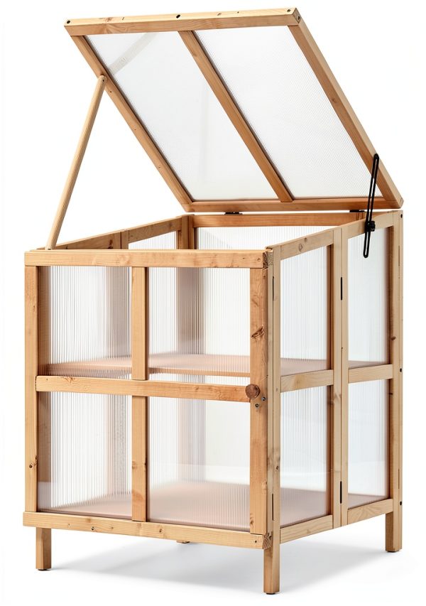Foldable Wooden Cold Frame Greenhouse, 2-Tier Mini Greenhouse with Shelves, Planter Box for Herbs, Succulents & Seed Starting, Extend Your Growing Season for Patio & Garden-6