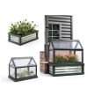 Outsunny Raised Garden Bed with Polycarbonate Greenhouse, Wooden Cold Frame Greenhouse, Garden Flower Planter Protection, Peak Roof, 35.5" x 22.5" x 38.25", Gray-2