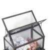 Outsunny Raised Garden Bed with Polycarbonate Greenhouse, Wooden Cold Frame Greenhouse, Garden Flower Planter Protection, Peak Roof, 35.5" x 22.5" x 38.25", Gray-5