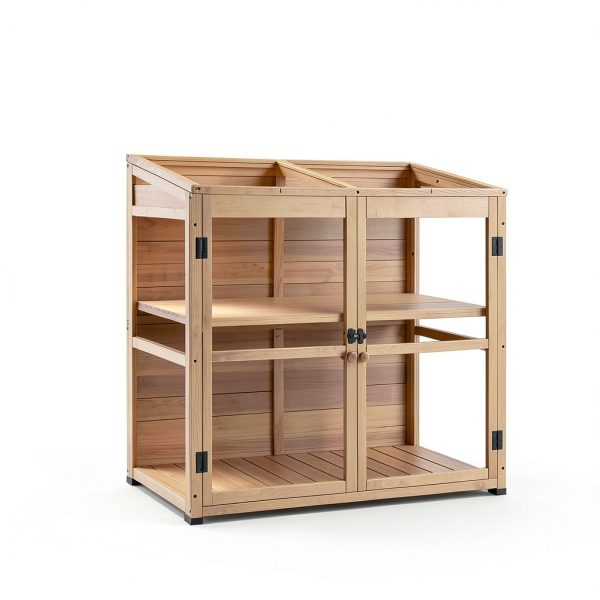 Macrout Wooden Cold Frame Greenhouse Adjustable Shelf Lockable Door-2