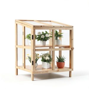 Foldable Wooden Cold Frame Greenhouse, 2-Tier Mini Greenhouse with Shelves, Planter Box for Herbs, Succulents & Seed Starting, Extend Your Growing Season for Patio & Garden-0