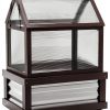 Outsunny Raised Garden Bed with Polycarbonate Greenhouse, Wooden Cold Frame Greenhouse, Garden Flower Planter Protection, Peak Roof, 35.5" x 22.5" x 38.25", Gray-0