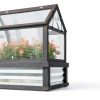 Outsunny Raised Garden Bed with Polycarbonate Greenhouse, Wooden Cold Frame Greenhouse, Garden Flower Planter Protection, Peak Roof, 35.5" x 22.5" x 38.25", Gray-4