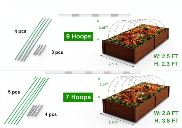 Garden Hoops for Raised Bed, 36 PCS Greenhouse Hoops 6 Sets of 8.5 FT Long Garden Arch Greenhouse Frame Rust-Free Fiberglass Garden Hoops for Row Cover Netting Shade Cloth-4