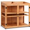Macrout Wooden Cold Frame Greenhouse Adjustable Shelf Lockable Door-0