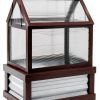 Outsunny Raised Garden Bed with Polycarbonate Greenhouse, Wooden Cold Frame Greenhouse, Garden Flower Planter Protection, Peak Roof, 35.5" x 22.5" x 38.25", Gray-6