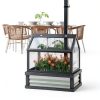 Outsunny Raised Garden Bed with Polycarbonate Greenhouse, Wooden Cold Frame Greenhouse, Garden Flower Planter Protection, Peak Roof, 35.5" x 22.5" x 38.25", Gray-1